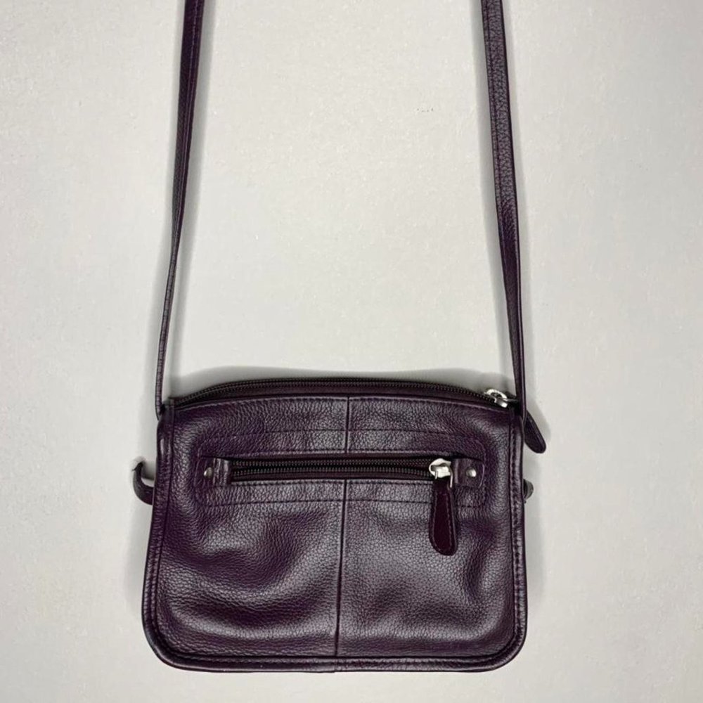 hotter, 100% real leather deep purple small crossbody zip-up bag